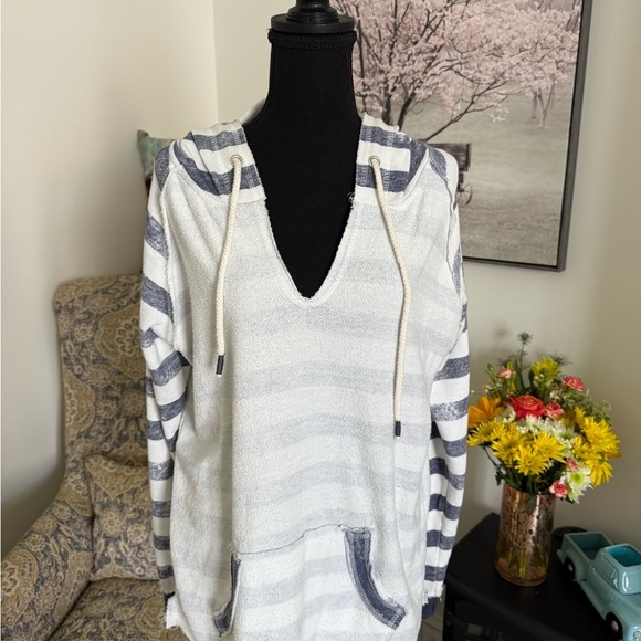Ocean Drive Striped Hoodie - Blue and White - Picture 1 of 7